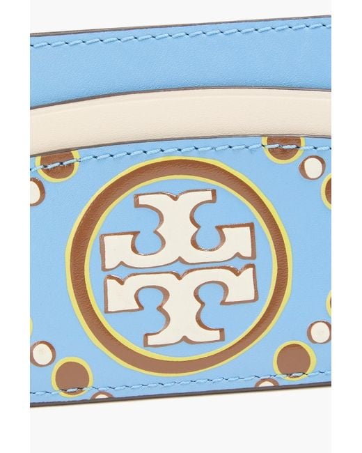 Tory Burch Blue Kartenetui aus leder mit logoprint