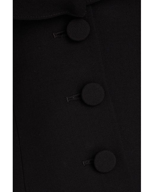 Carolina Herrera Black Fold-over Wool-crepe Peplum Jacket