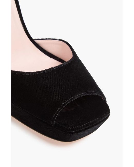 Roger Vivier Black Crystal-embellished Velvet Platform Sandals