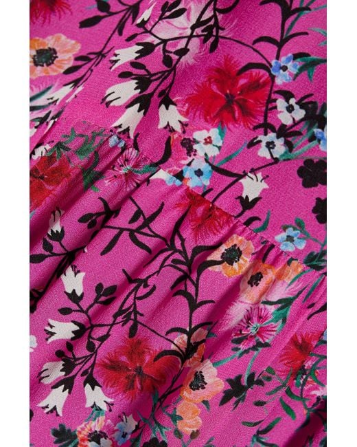 Saloni Purple Ginny Ruffled Floral-print Silk-crepe And Chiffon Maxi Dress