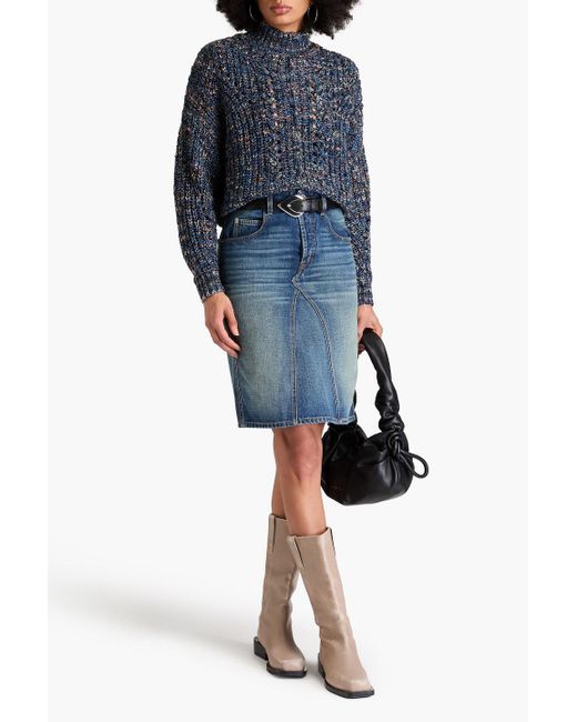 Isabel Marant Blue Jarren Marled Ribbed-knit Turtleneck Sweater