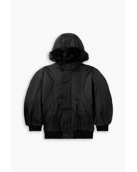 Simone Rocha Black Plush-Trimmed Padded Tech-Shell Hooded Jacket for men