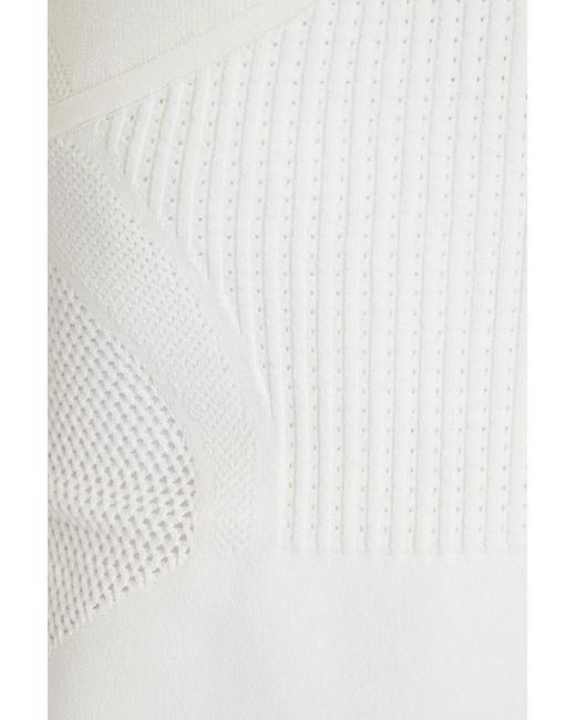 Hervé Léger White Stretch-knit Midi Dress