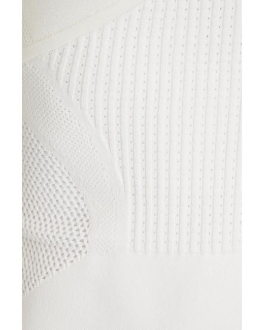 Hervé Léger White Stretch-knit Midi Dress