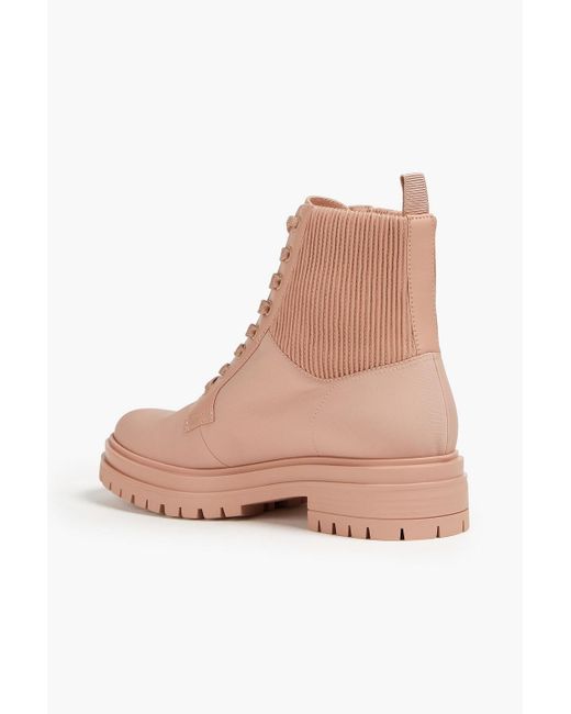 Gianvito Rossi Natural Leather-trimmed Shell Combat Boots