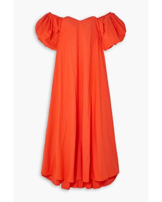 Caroline Constas Red Palmer schulterfreies maxikleid aus popeline aus einer baumwollmischung