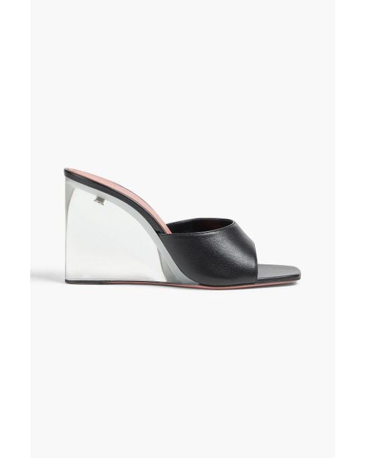 AMINA MUADDI Black Lupita Leather Wedge Mules