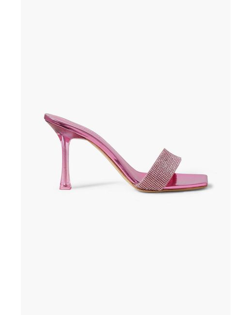 Magda Butrym Pink Crystal-Embellished Leather Mules