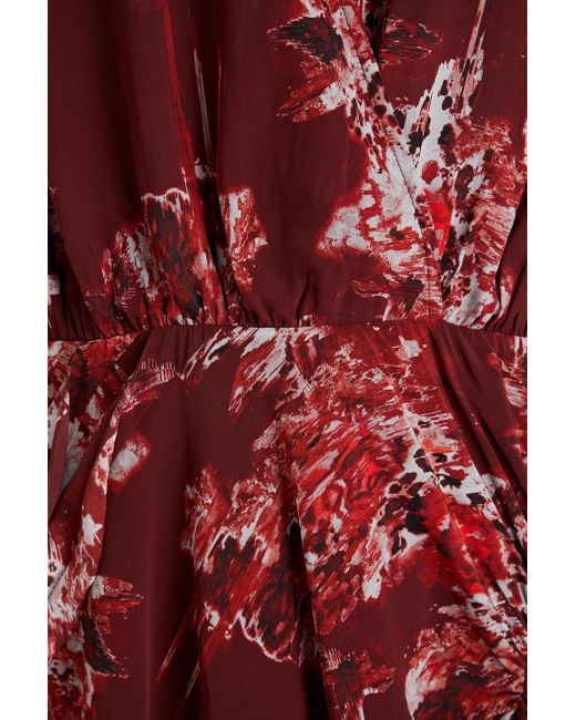 IRO Red Azula Wrap-effect Printed Crepe De Chine Mini Dress