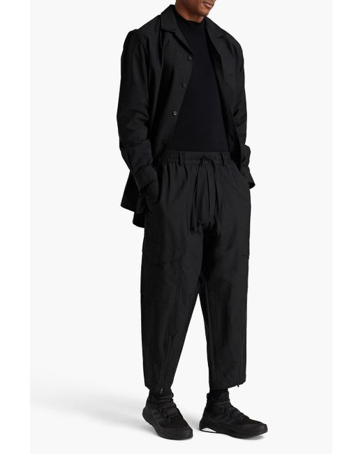 Y-3 Black Printed French Cotton-terry Sweatpants for men