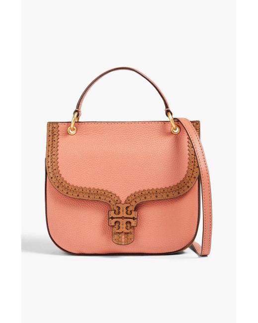 Tory Burch Pink Mcgraw Laser-cut Textured Leather Tote
