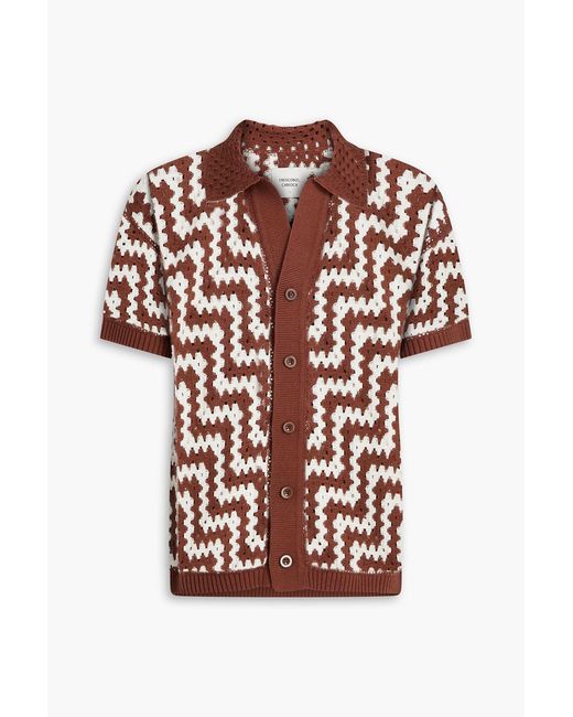 Frescobol Carioca Red Pinto Crocheted Cotton Cardigan for men