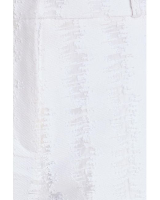 CECILIE BAHNSEN White Distressed Cotton-Blend Wide-Leg Pants