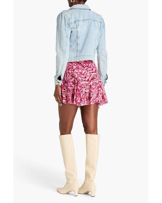 Isabel Marant Red Teyana Ruffled Printed Silk Crepe De Chine Mini Skirt
