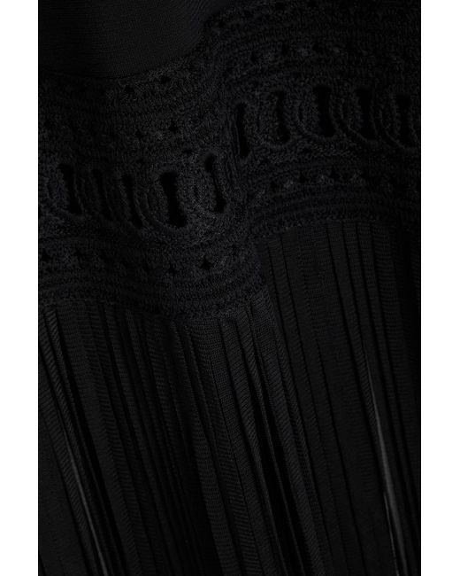Sandro Black Addie One-sleeve Ruffled Stretch-crepe Gown