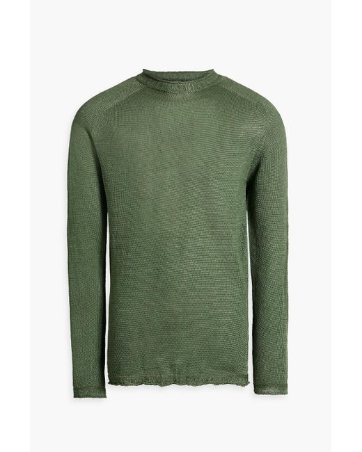 120% Lino Green Linen Sweater for men