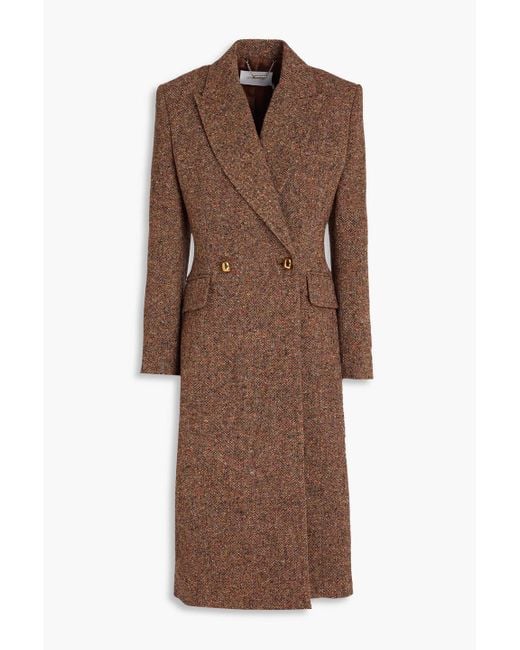 Zimmermann Brown Double-Breasted Donegal Tweed Coat