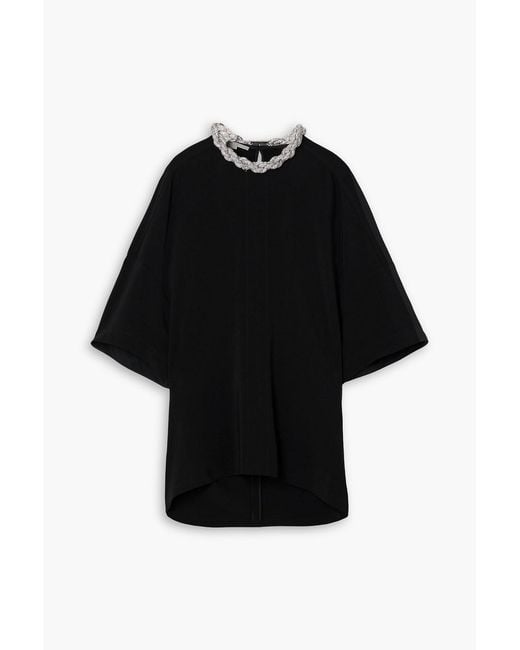 Stella McCartney Black Falabella Crystal-embellished Paneled Stretch-cady Top