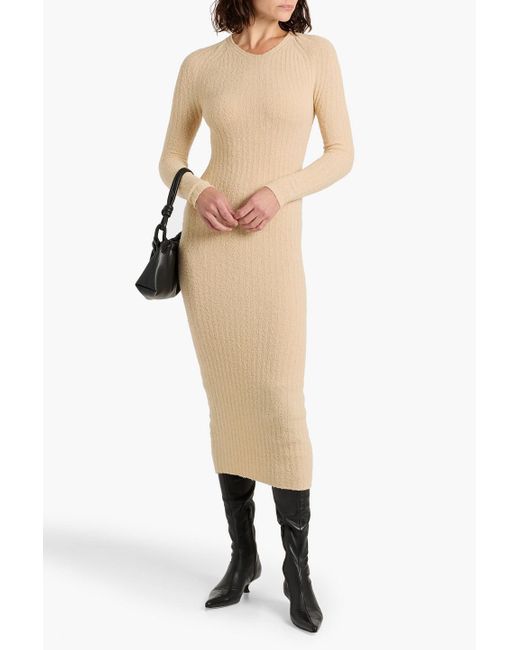 Totême Natural Ribbed Bouclé-Knit Wool-Blend Midi Dress