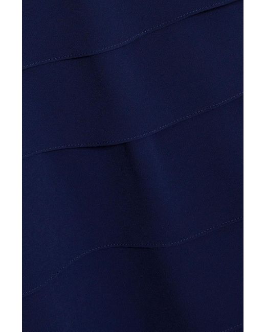 Mikael Aghal Blue Ruffled Crepe Maxi Dress