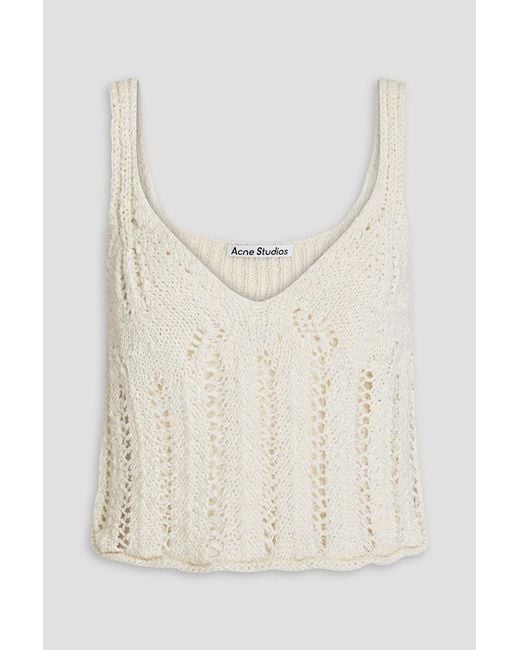 Acne Natural Cropped Crochet-knit Cotton-blend Tank