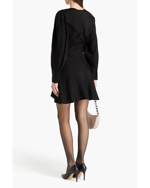 IRO Black Anokia Ruched Silk-blend Satin-jacquard Mini Dress