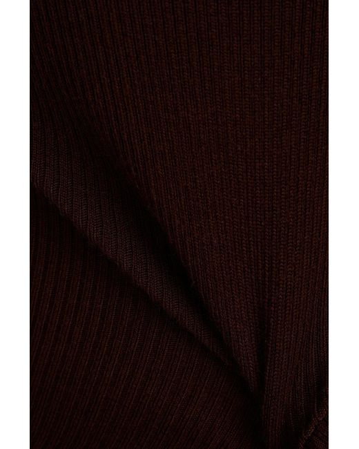 Diane von Furstenberg Brown Barton Cutout Ribbed Wool-blend Sweater