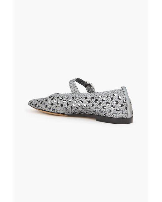 Le Monde Beryl Metallic Woven Leather Mary Jane Flats