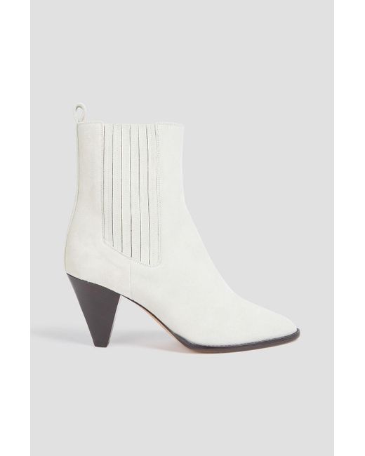 Isabel Marant White Reliane Suede Ankle Boots