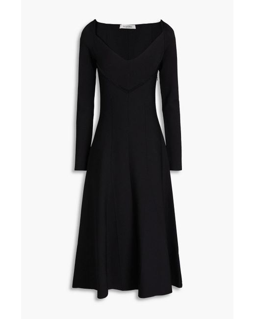 Valentino Garavani Black Flared Knitted Midi Dress