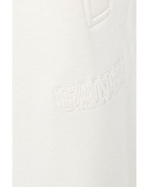 Ganni White Cotton-blend Fleece Track Pants