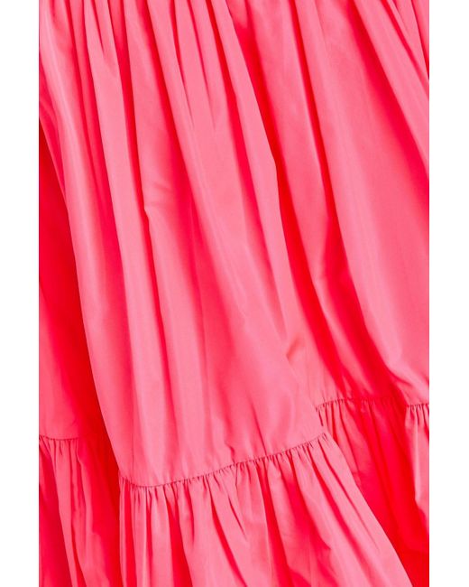 Valentino Garavani Pink Gathered Neon Satin Mini Dress