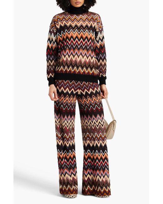 Missoni Black Crochet-knit Wool-blend Turtleneck Sweater