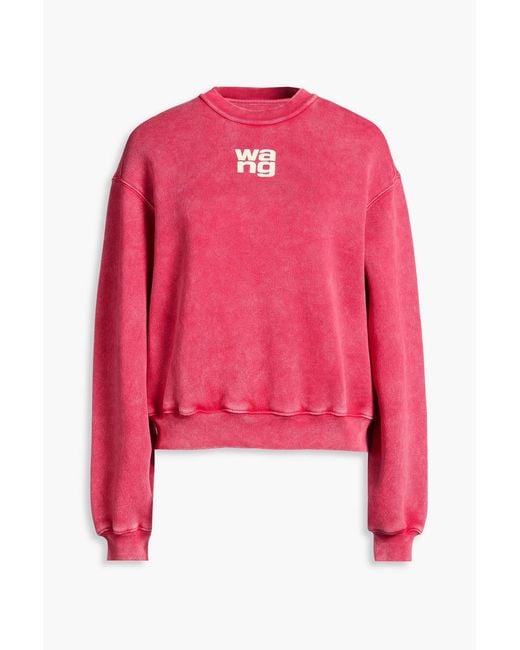 T By Alexander Wang Pink Essential Printed Cotton-Blend Fleece Sweatshirt