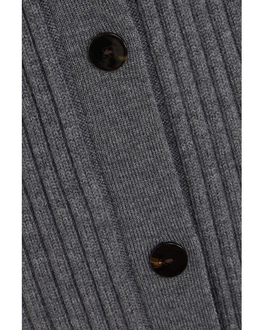 Theory Black Ribbed Wool Cardigan