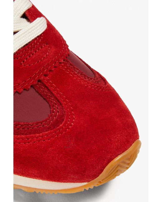 Tory Burch Red Shell Suede Sneakers
