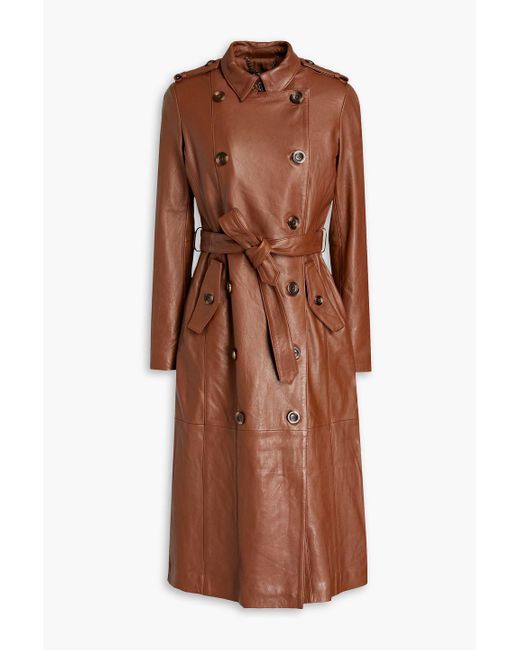 Muubaa Inga Leather Trench Coat in Brown Lyst Canada