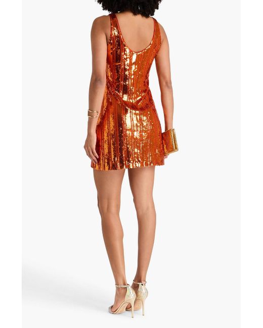 Galvan Orange Valletta Sequined Tulle Mini Dress