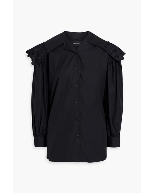 Simone Rocha Blue Broderie Anglaise-Trimmed Cotton-Poplin Shirt