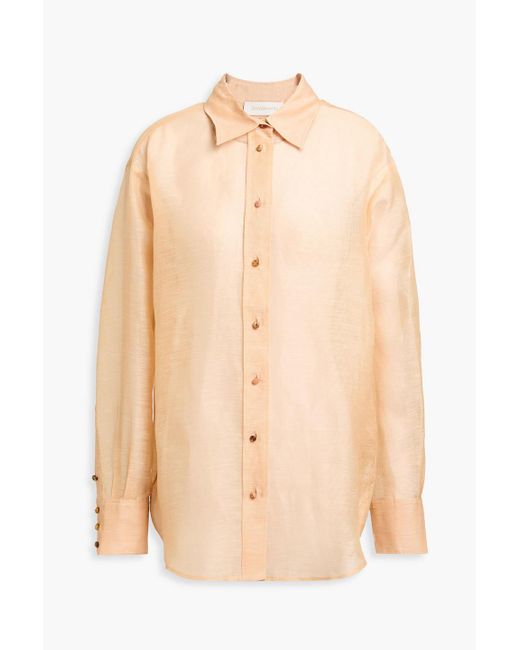 Zimmermann Natural Linen And Silk-blend Organza Shirt