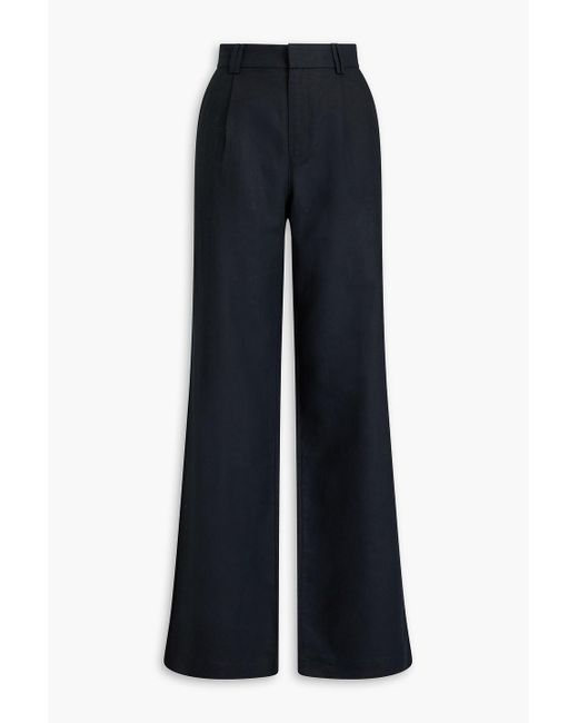 PAIGE Blue Niguel Linen And Cotton-Blend Wide-Leg Pants