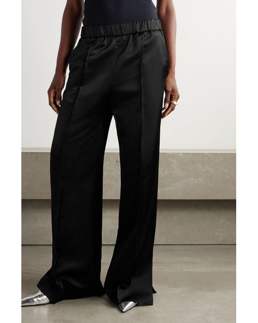 Jil Sander Black Satin Wide-Leg Pants