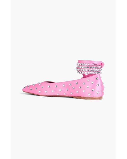 AMINA MUADDI Pink Ballerinas "ane" aus satin mit kristallverzierung