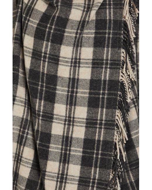 Isabel Marant White Flemingli Fringed Checked Wool-blend Felt Coat