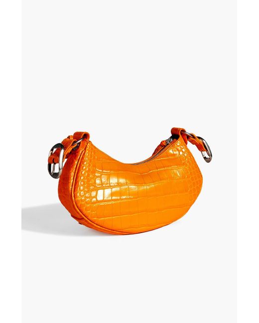 Balenciaga Orange Le Cagole Xs Croc-effect Leather Shoulder Bag