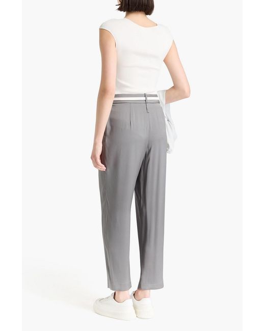 Giorgio Armani Gray Silk-twill Tapered Pants