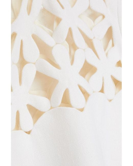 Valentino Garavani White Laser-cut Hemp Midi Dress