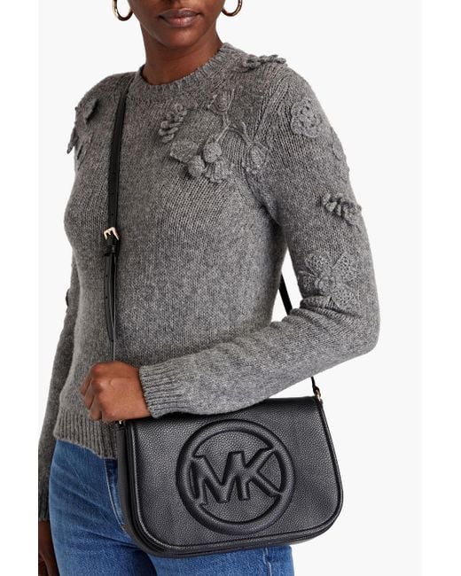 MICHAEL Michael Kors Black Brynn Faux Textured-leather Shoulder Bag