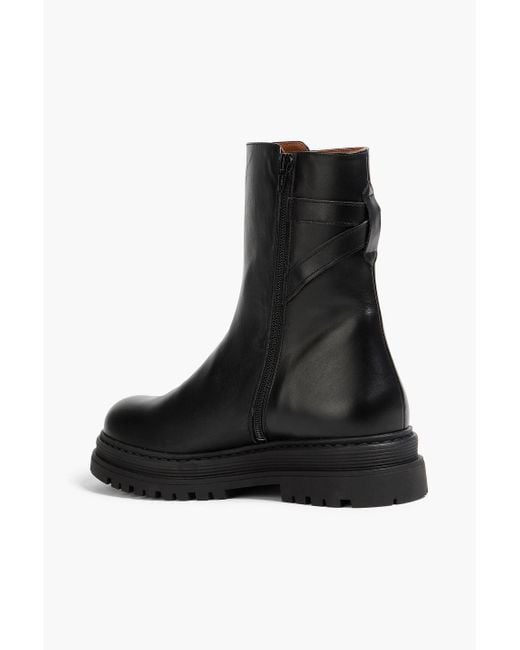 Claudie Pierlot Black Leather Platform Ankle Boots