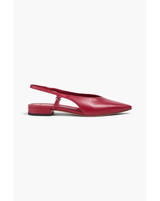 Vince Red Ines Leather Slingback Point-Toe Flats